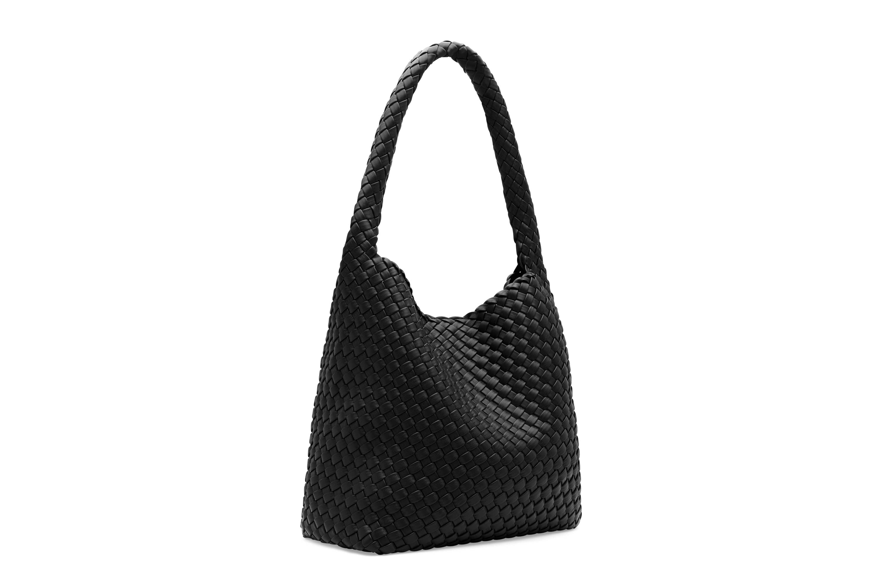 20.57 Black Recycled Alt-Leather Woven Large Tote