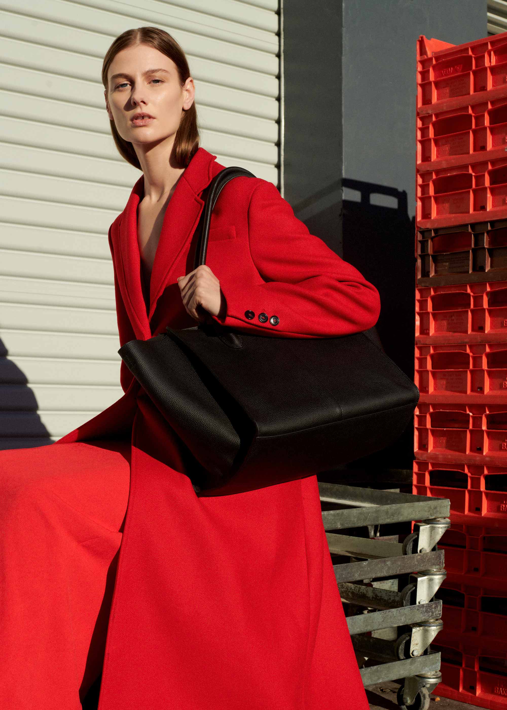 7.44 Black Soft Grained Large Tote