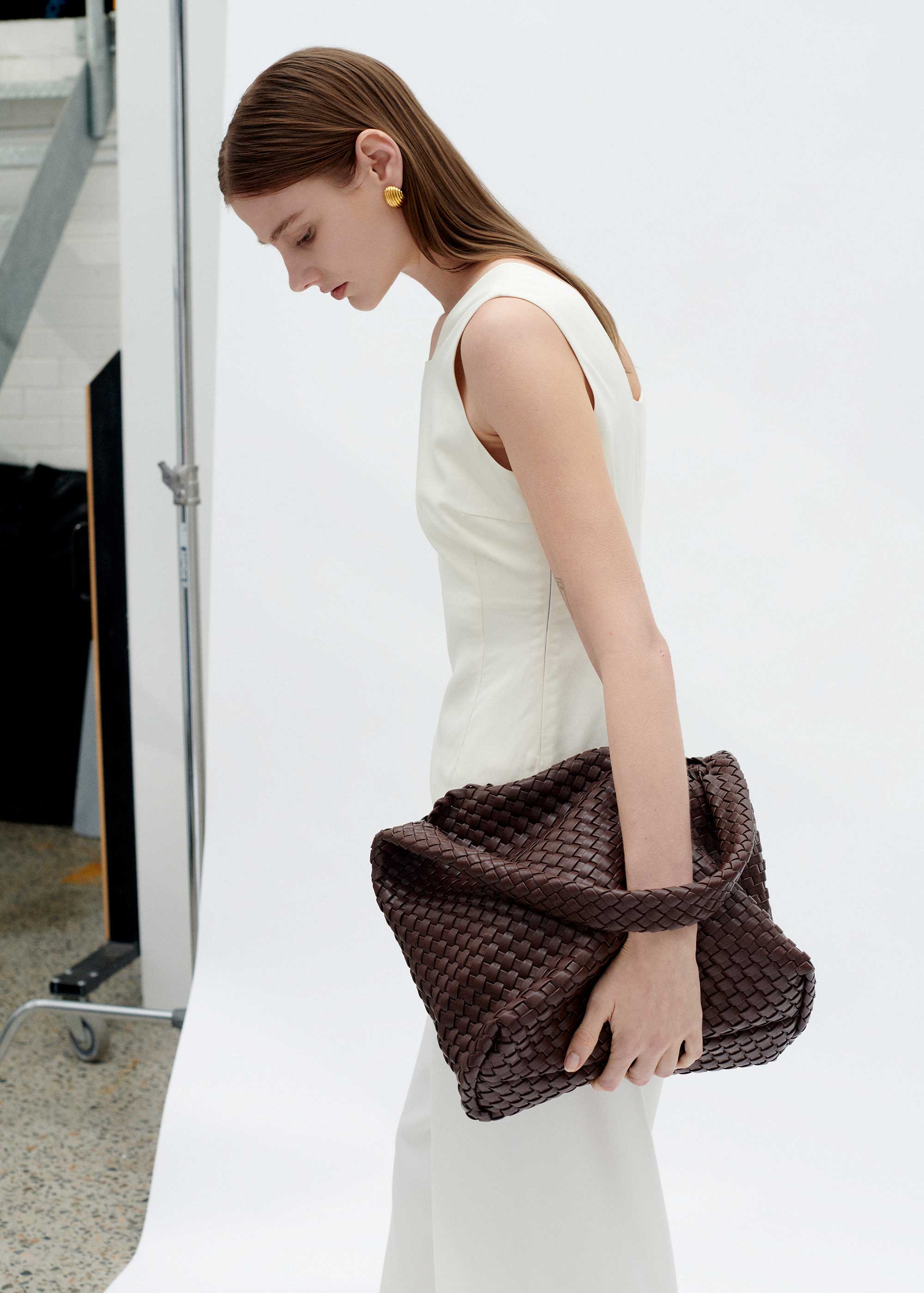 20.58 Brown Recycled Alt-Leather Woven Large Tote