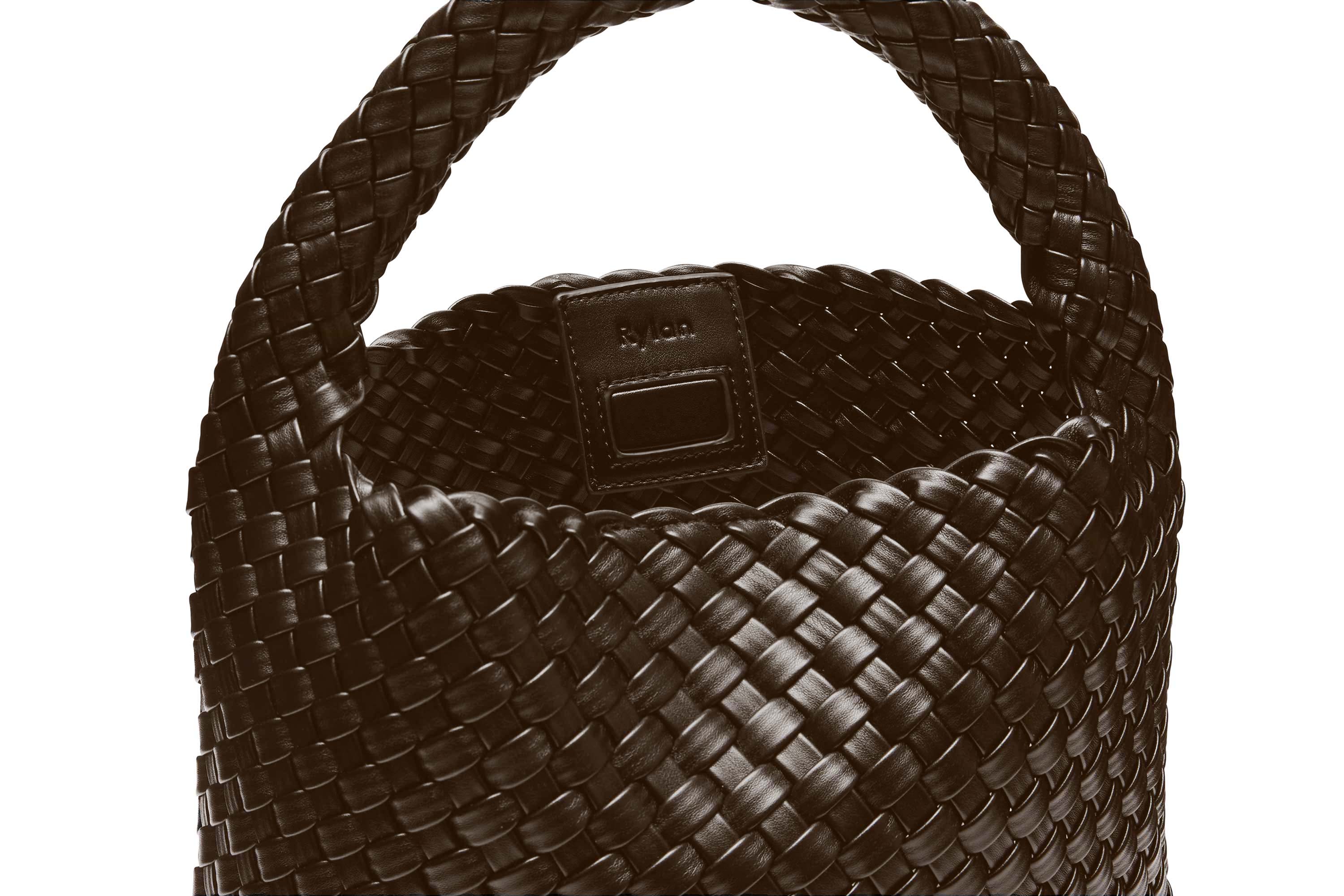 19.58 Brown Recycled Alt-Leather Woven Small Tote