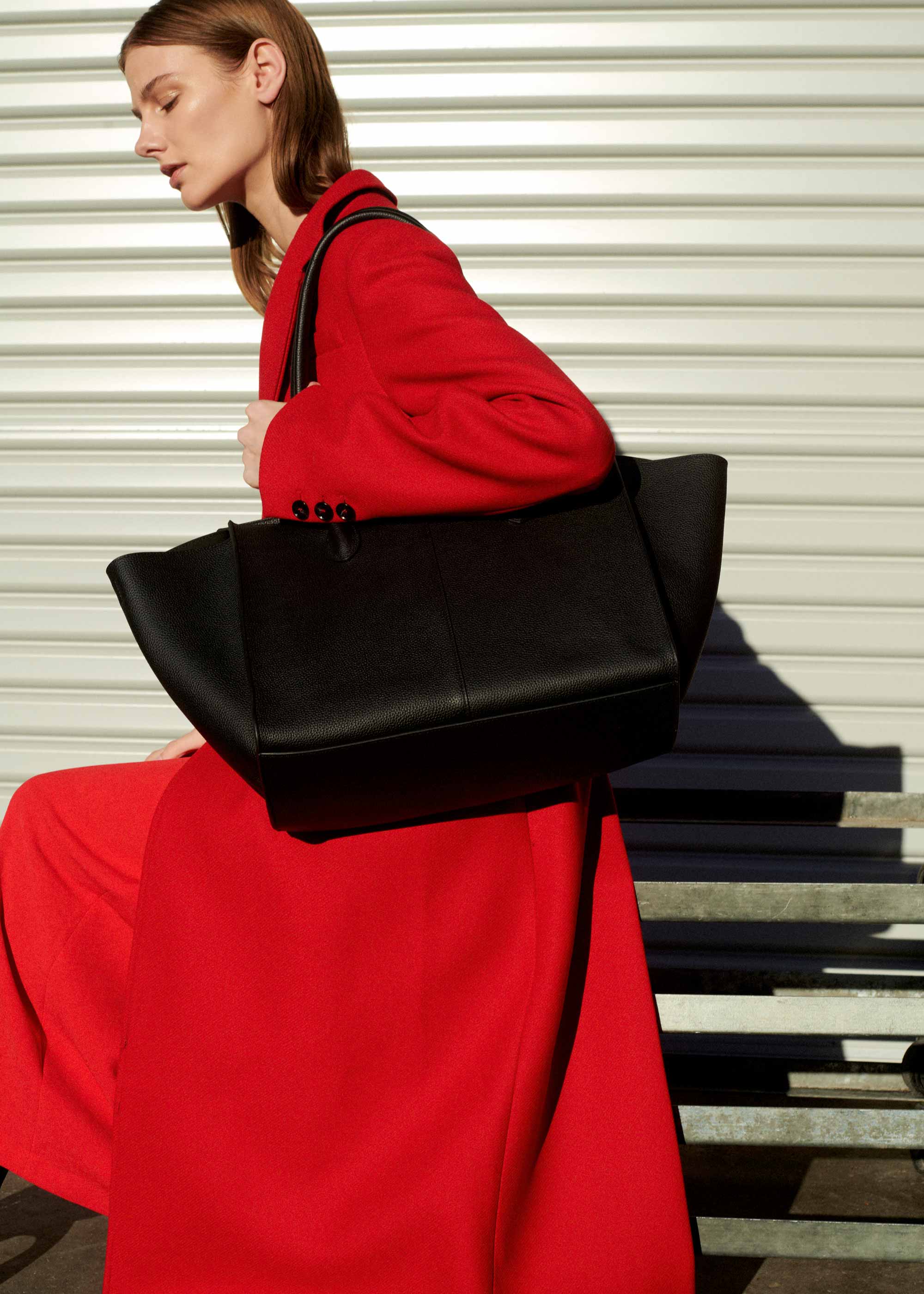 7.44 Black Soft Grained Large Tote