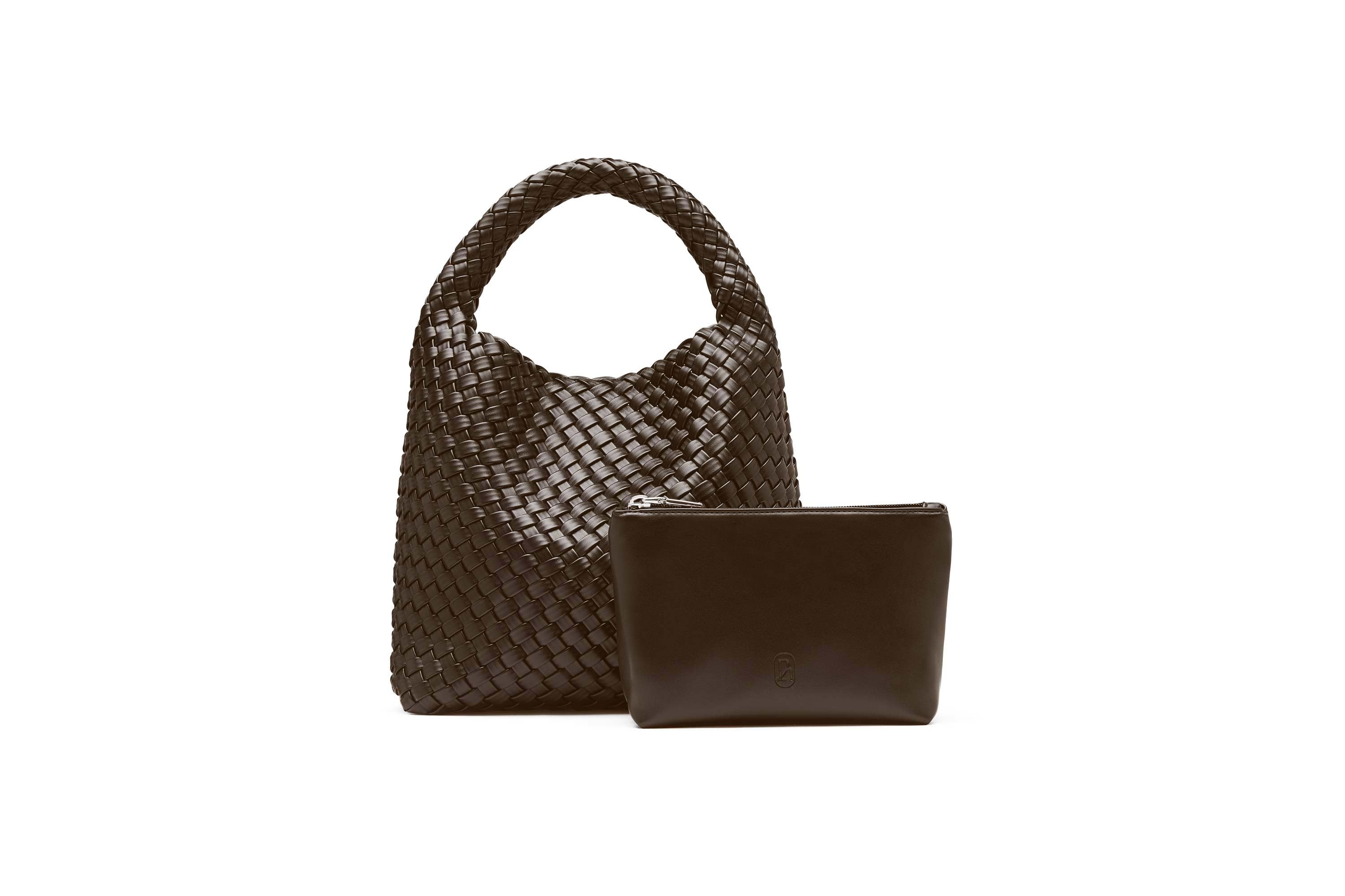 19.58 Brown Recycled Alt-Leather Woven Small Tote