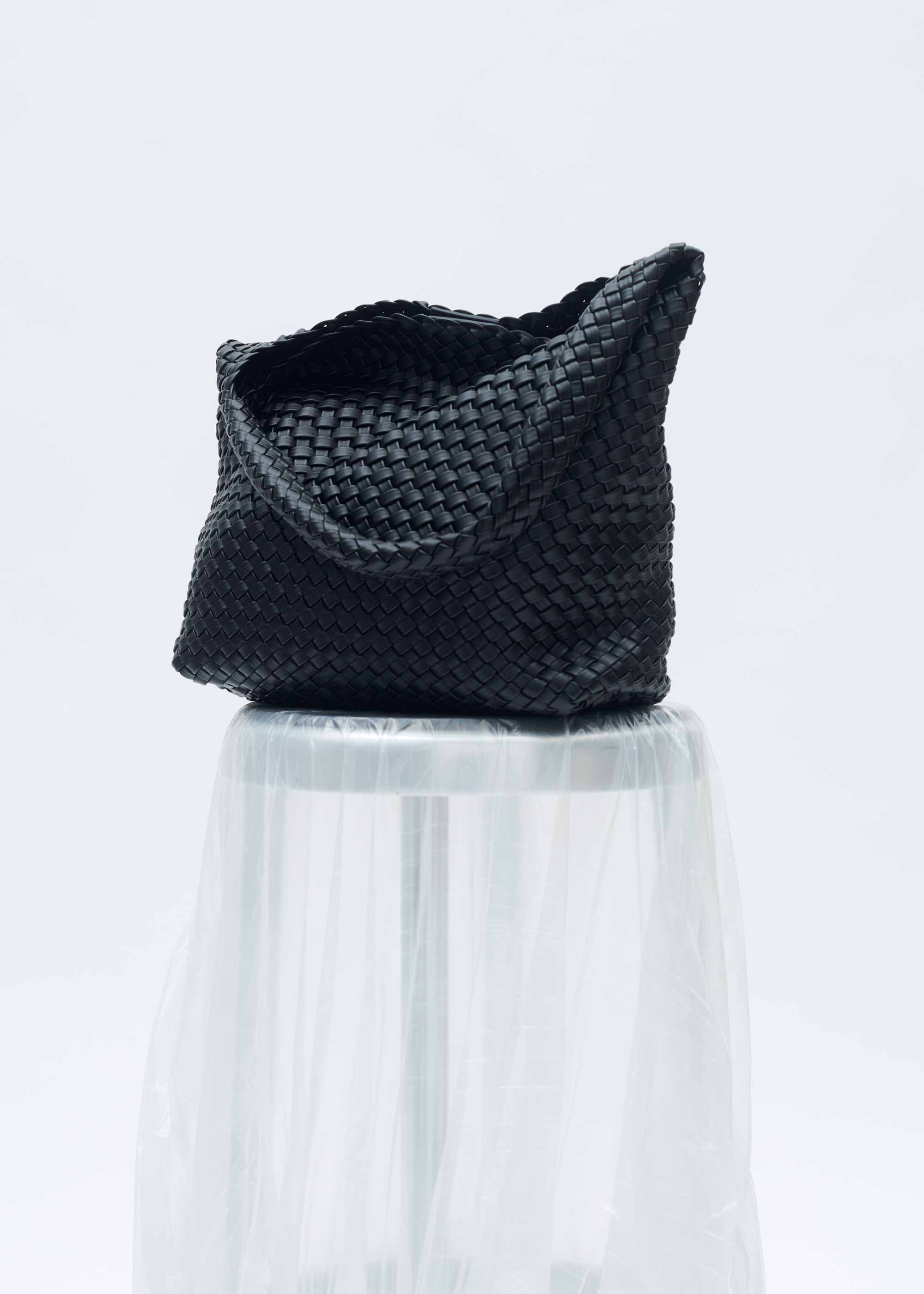 20.57 Black Recycled Alt-Leather Woven Large Tote