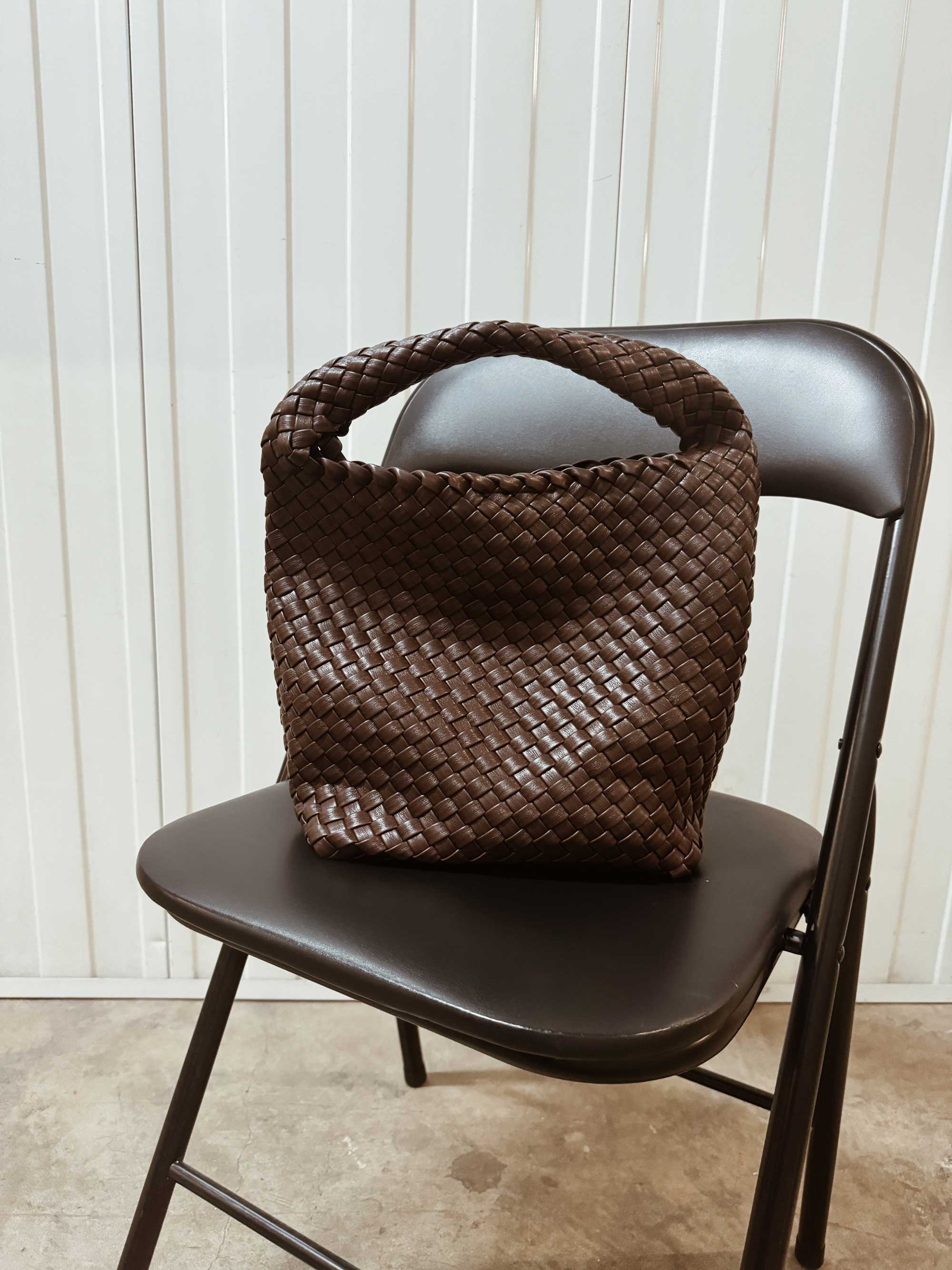 19.58 Brown Recycled Alt-Leather Woven Small Tote